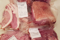 free range pork from home raised pigs, butchery