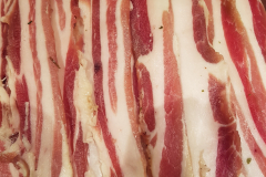 free range home made streaky bacon from home raised pigs, butchery